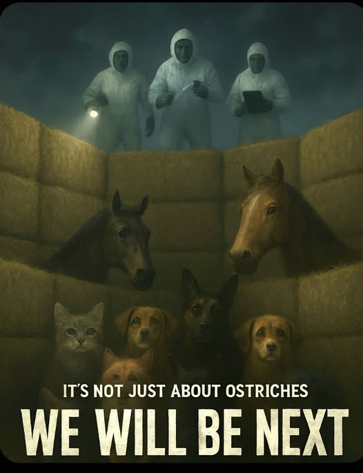 ShareawareCdn's tweet image. Reports are coming in about other farms, horses, sheep, cattle culls and today cat rescue. The CFIA is the arm of a domestic terror organization.