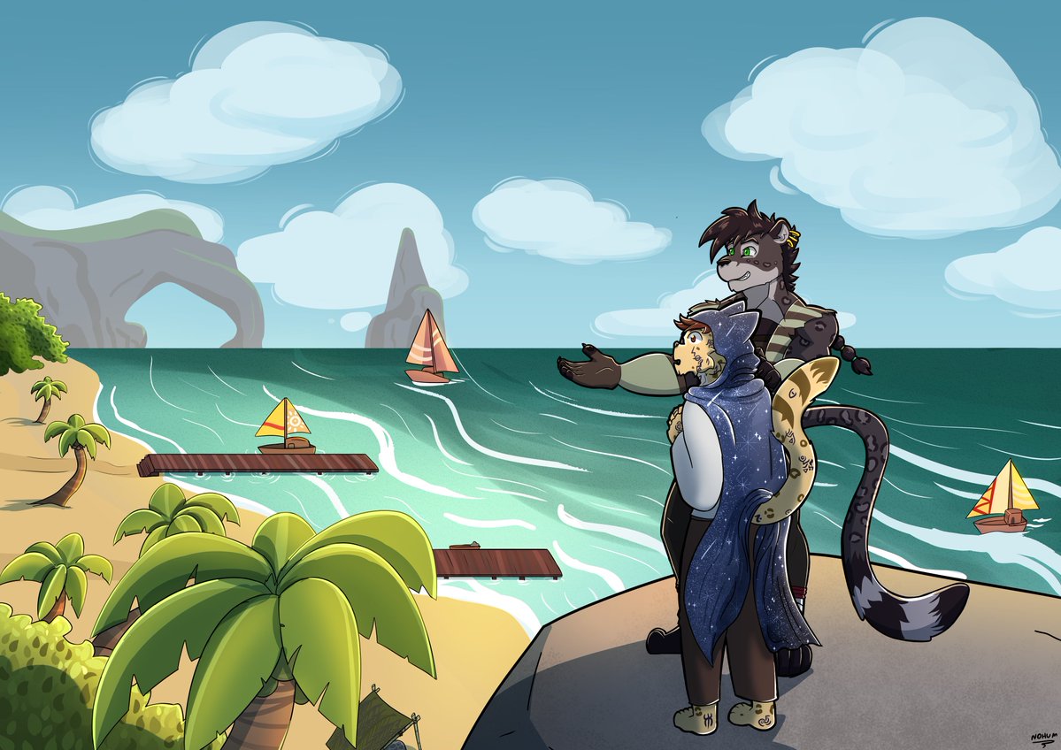 Nohum6's tweet image. Discovering Adecia!

commission to @/Vironbr on FA
Thank you so much
#furryart #felines #leopard #beach #rpg