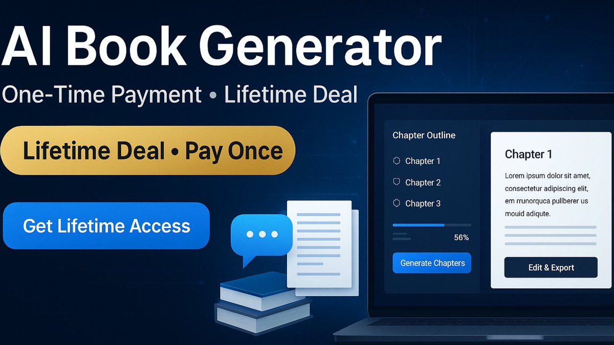 HoudaKarim18's tweet image. Write and publish faster with YouBooks—AI book generator with a one-time payment, lifetime access. Outline, draft, edit, and format in minutes. Perfect for ebooks, guides, and workbooks bit.ly/4a8lO3F #YouBooks #AIBookGenerator #AIAuthor