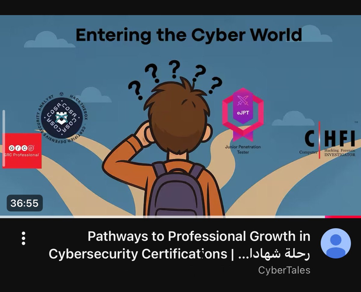 HackerRazan's tweet photo. للناس اللي فاتهم لقاء كيف تبدأ في شهايد الأمن السيبراني
موجود على اليوتيوب الآن
مشاهدة ممتعة https://t.co/KlQk3UAjg6