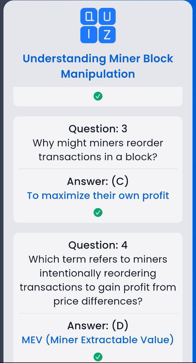 GO1PAWSED's tweet image. 🔥 SYNTAX VERSE Daily General quiz answer !
🗓️ 09.11.2025

❓Title : Understanding Miner Block Manipulation
🎁 Reward : 26.12 $SYNTAX

✅ Syntax Verse : syntaxverse.com/rf/03S8JTIFDDN

☑️ Join TG : t.me/syntaxversequi…

#syntax #syntaxverse #syntaxvault #syntaxquiz #syntaxversequiz