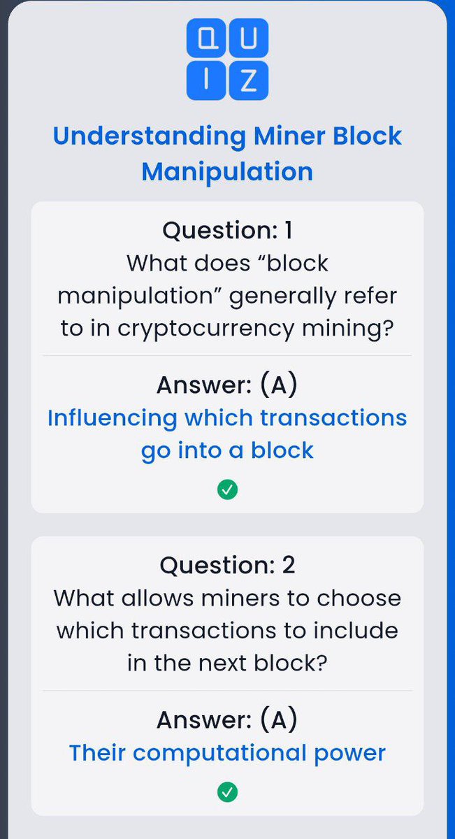 GO1PAWSED's tweet image. 🔥 SYNTAX VERSE Daily General quiz answer !
🗓️ 09.11.2025

❓Title : Understanding Miner Block Manipulation
🎁 Reward : 26.12 $SYNTAX

✅ Syntax Verse : syntaxverse.com/rf/03S8JTIFDDN

☑️ Join TG : t.me/syntaxversequi…

#syntax #syntaxverse #syntaxvault #syntaxquiz #syntaxversequiz