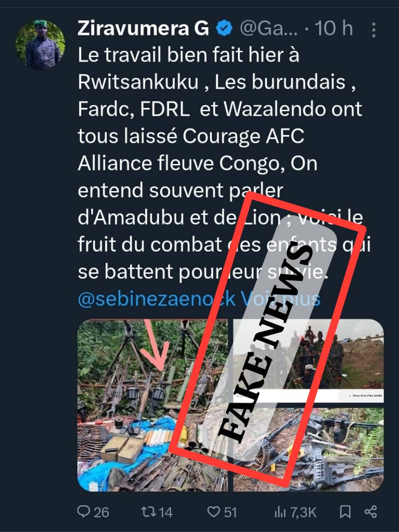 HAGANA45's tweet image. #Fact_check : ces images diffusées par des comptes de propagande du M23ne proviennent pas du #Sud_Kivu et n’ont aucun lien avec la guerre entre les FARDC et M23. 

Ces images partagées par plusieurs pages de propagande du M23 prétendant montrer des combats récents dans le…