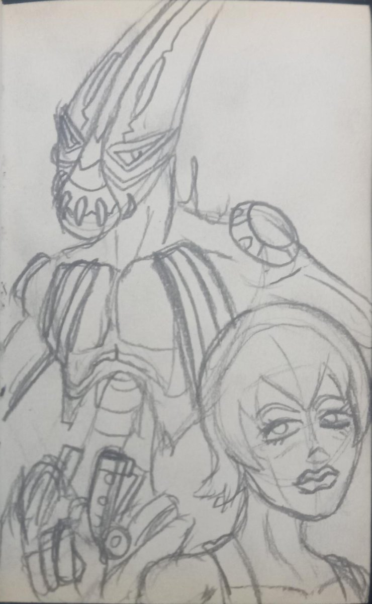 Dibujos de mi cuaderno A5 de dibujo parte 4: 

Fan arts de anime.

(Si, me di cuenta, mi Wathever Report esta anemico o Anorexico, me falto agregarle carne xd)