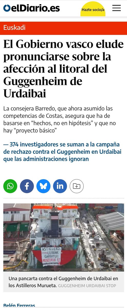La consejera Barredo, que ahora asumido las competencias de Costas, asegura que ha de basarse en “hechos, no en hipótesis” y que no hay “proyecto básico”

eldiario.es/euskadi/gobier…