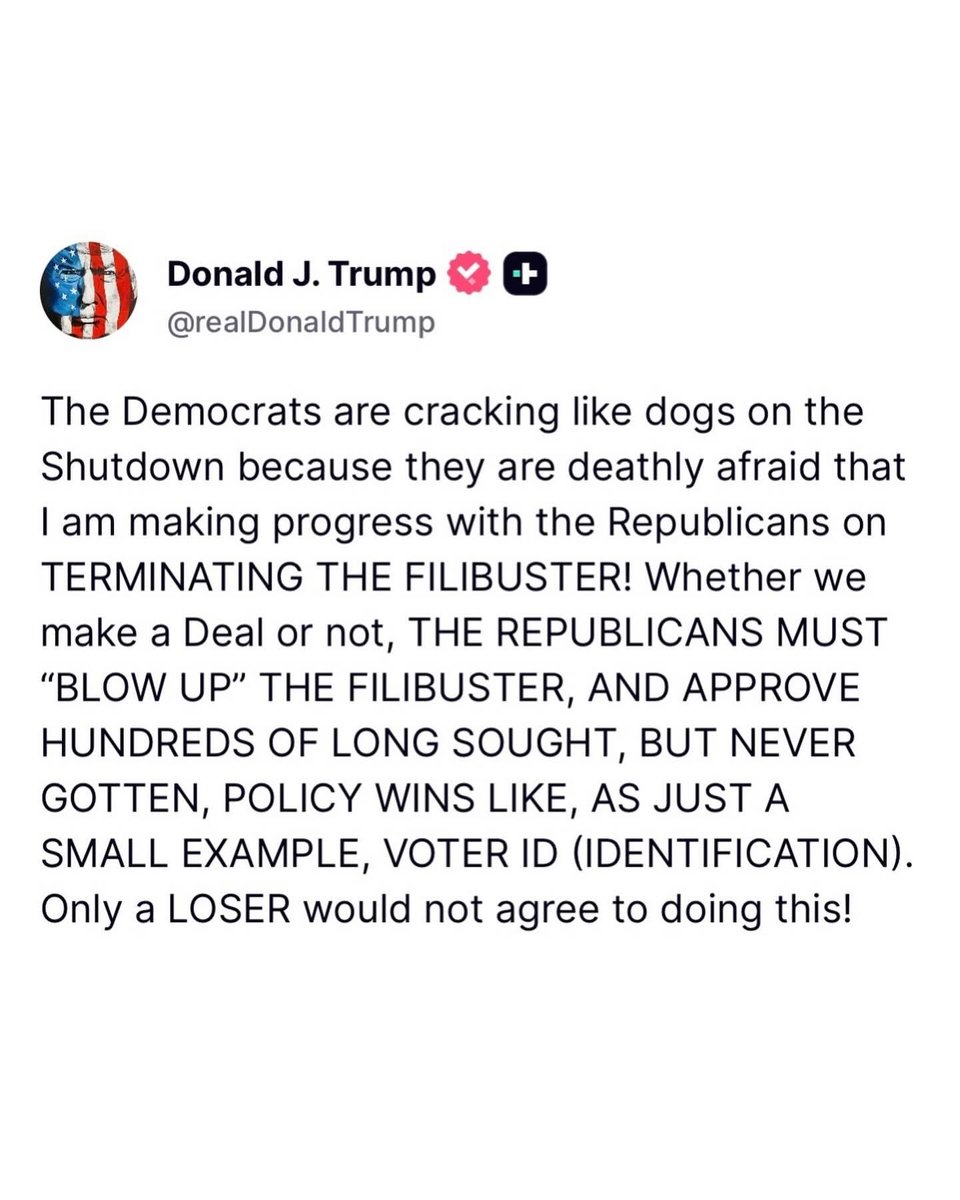 kimbrownnfl32's tweet photo. We need a hashtag #terminatethefilibuster @HouseGOP @SenateGOP Follow @potus and do what he saysโผ๏ธ LGโผ๏ธ #Unite https://t.co/7vlXYx1V2j