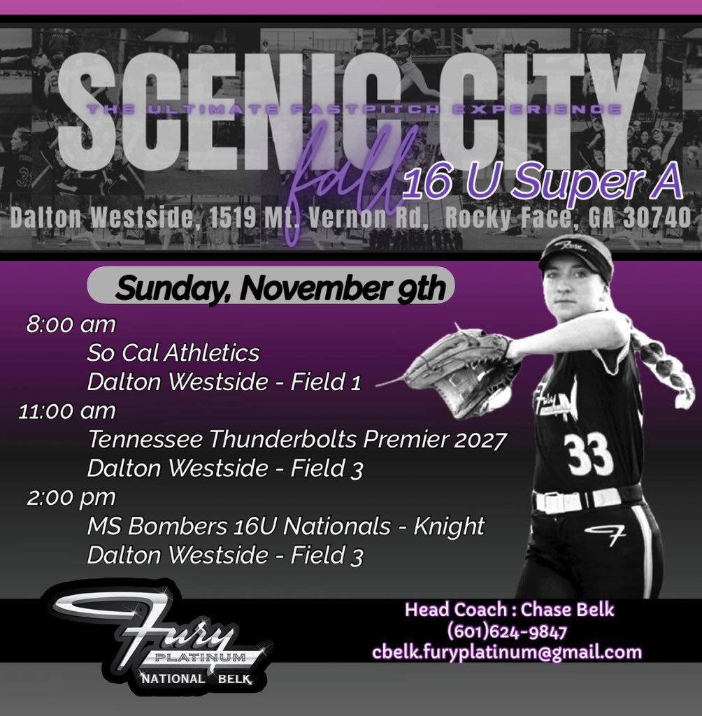 Updated Sunday schedule <a href="/FuryPlatinum/">FuryPlatinumSoftballClub</a>