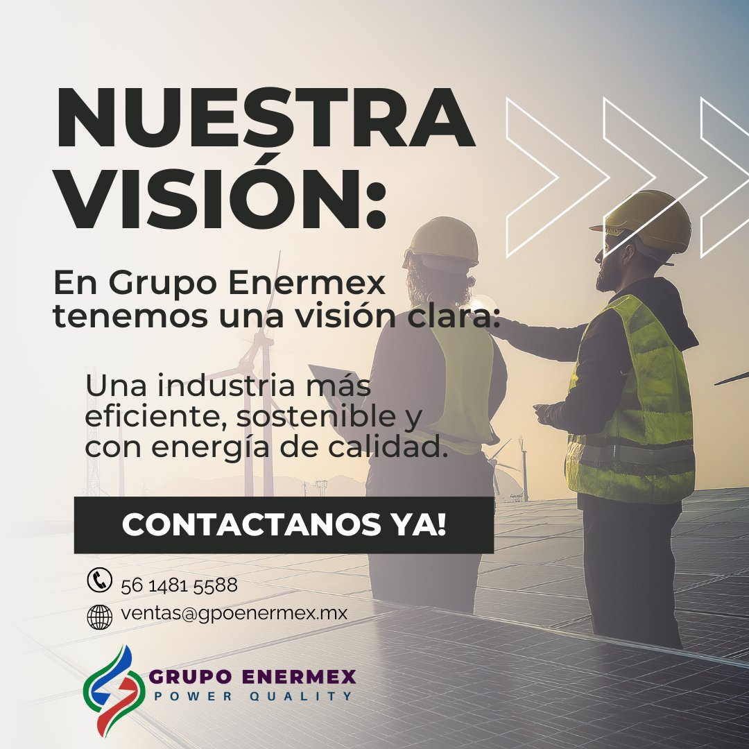 ¡Contáctanos ya! Sé parte de una industria responsable y competitiva.

Teléfono: 56 1481 5588

Correo: ventas@gpoenermex.mx

#VisionEnermex #IndustriaEficiente #EnergiaDeCalidad #SostenibilidadEmpresarial #GrupoEnermex #Mexico
