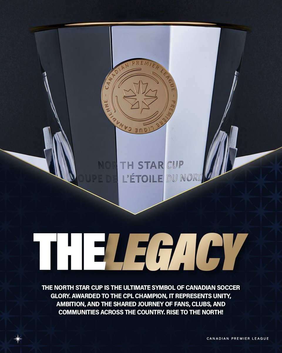 CPLsoccer's tweet image. Get to know the trophy.

The North Star Cup. Crafted by hand, built with meaning, and made for champions.

#CanPL | #CPLFinal | #RiseToTheNorth