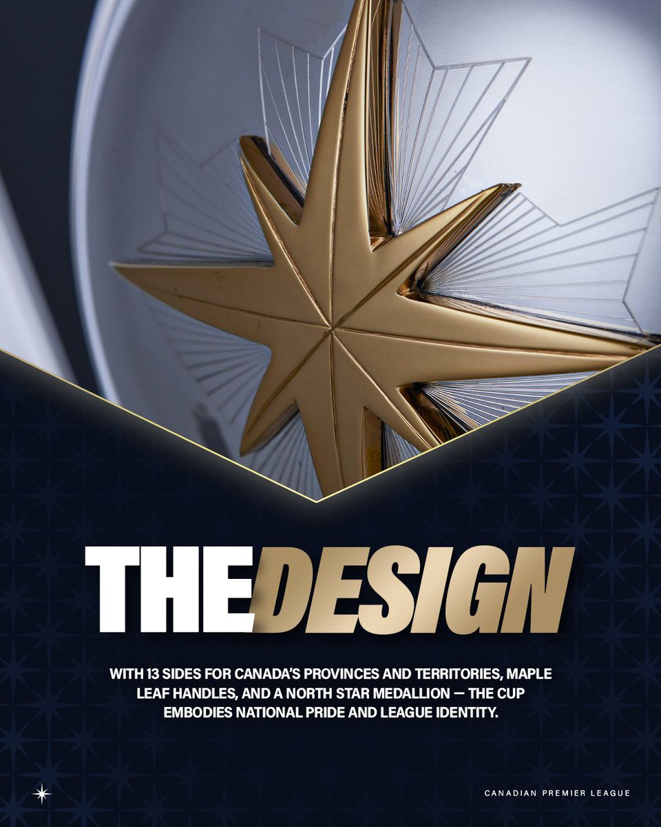 CPLsoccer's tweet image. Get to know the trophy.

The North Star Cup. Crafted by hand, built with meaning, and made for champions.

#CanPL | #CPLFinal | #RiseToTheNorth