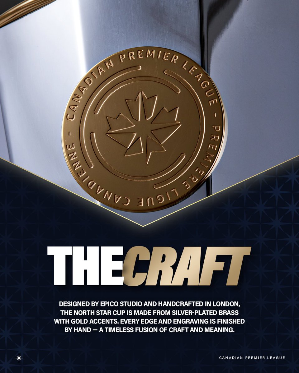 CPLsoccer's tweet image. Get to know the trophy.

The North Star Cup. Crafted by hand, built with meaning, and made for champions.

#CanPL | #CPLFinal | #RiseToTheNorth