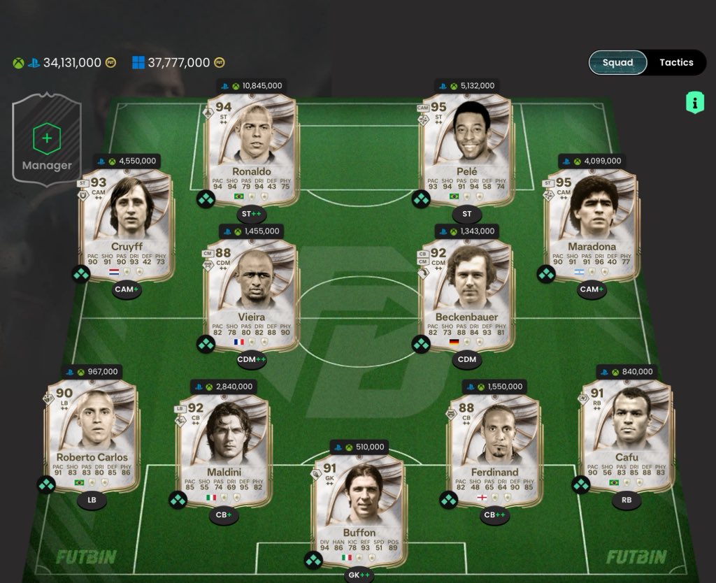 🔥 MEGA FULL ICON EA FC 26 PS ACCOUNT UP FOR SALE 🔥

✅ 34 Million+ Squad Value
✅ All Players Tradeable
✅ Ultra Rare ICON Squad – Win Every Weekend League &amp; Dominate Every Opponent 

💫 Top Icons Included:
R9 Ronaldo • Pelé • Johan Cruyff • Maradona • Vieira • Maldini •