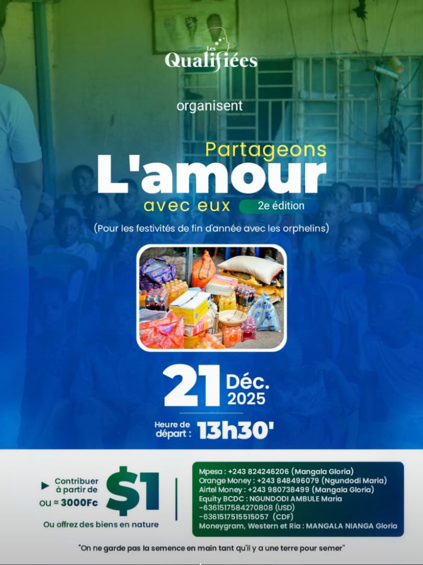L’amour ne se garde pas, il se partage.
Offrons un sourire, une main, un geste à ceux que la vie éprouve en ce moment.
C’est dans ces instants que notre humanité brille le plus.
<a href="/LokatshiDivine/">Divine Ambodi Lokatshi 🇨🇩</a>