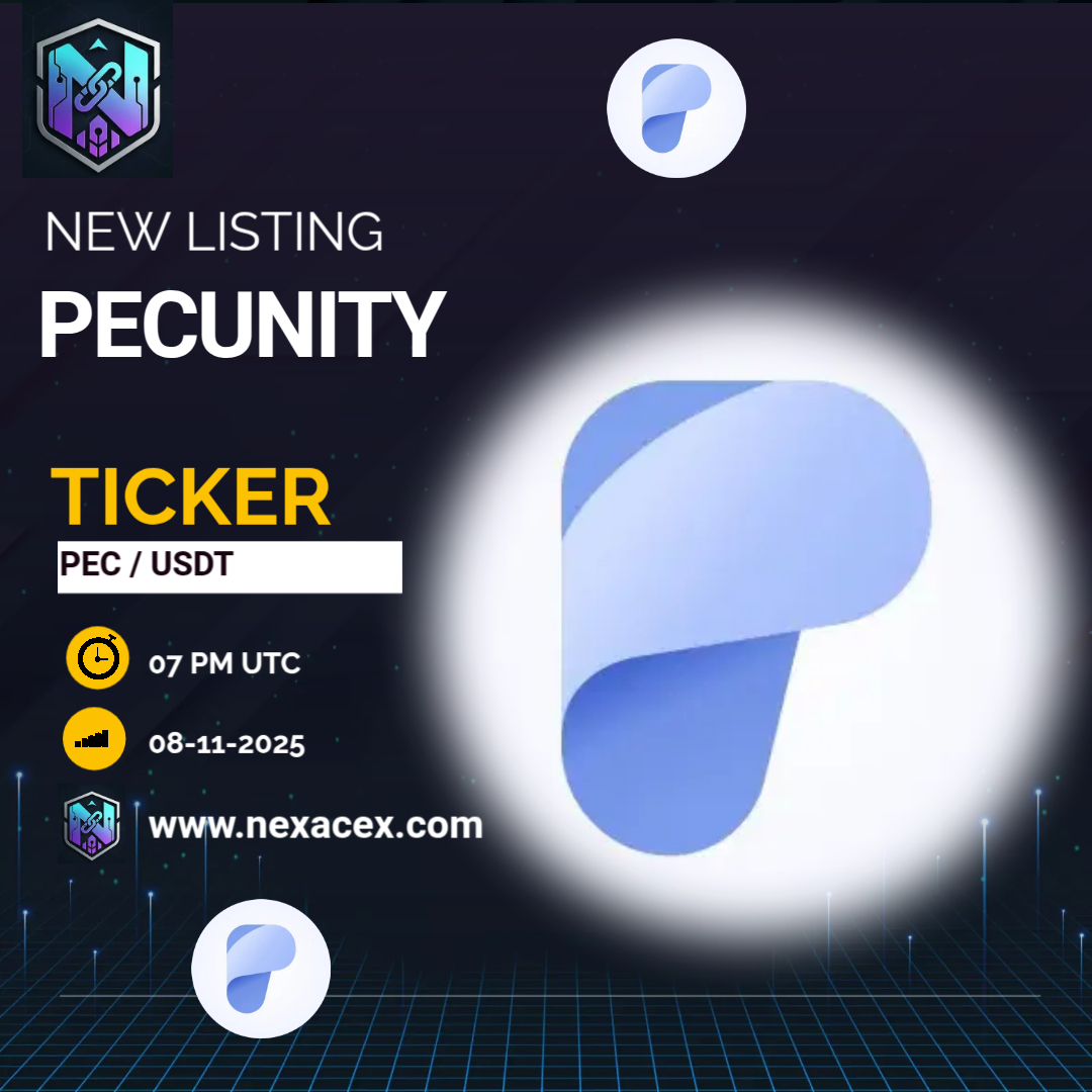 NEXACEX's tweet photo. 🚨 NEW LISTING ALERT! 🚨
@pecunity_app 

#PEC is listing soon on #NEXACEX 

💱 Trading Pair: PEC/USDT

📅 Deposit Opens: Nov 08th, 2025
📈 Trading Starts: Nov 08th, 2025
💸 Withdrawals Open: Nov 08th, 2025

🔗 https://t.co/PvaUb7CQW8

#Crypto #CryptoMarket #BNB  #PECUNITY #ETH https://t.co/RCnpMc1zxc