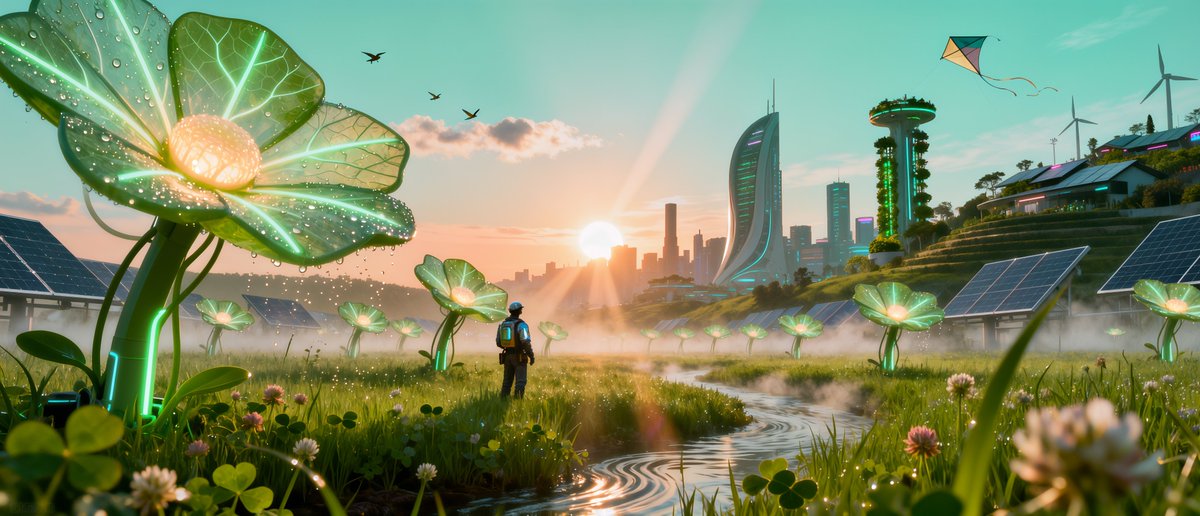 Kardashev Type 1

Morning in the Energy Gardens: not merely solar collection panels, but living collector-plants—petals of light turning with the sun, power flowing through the roots of the earth. A world tended, alive, and abundant.