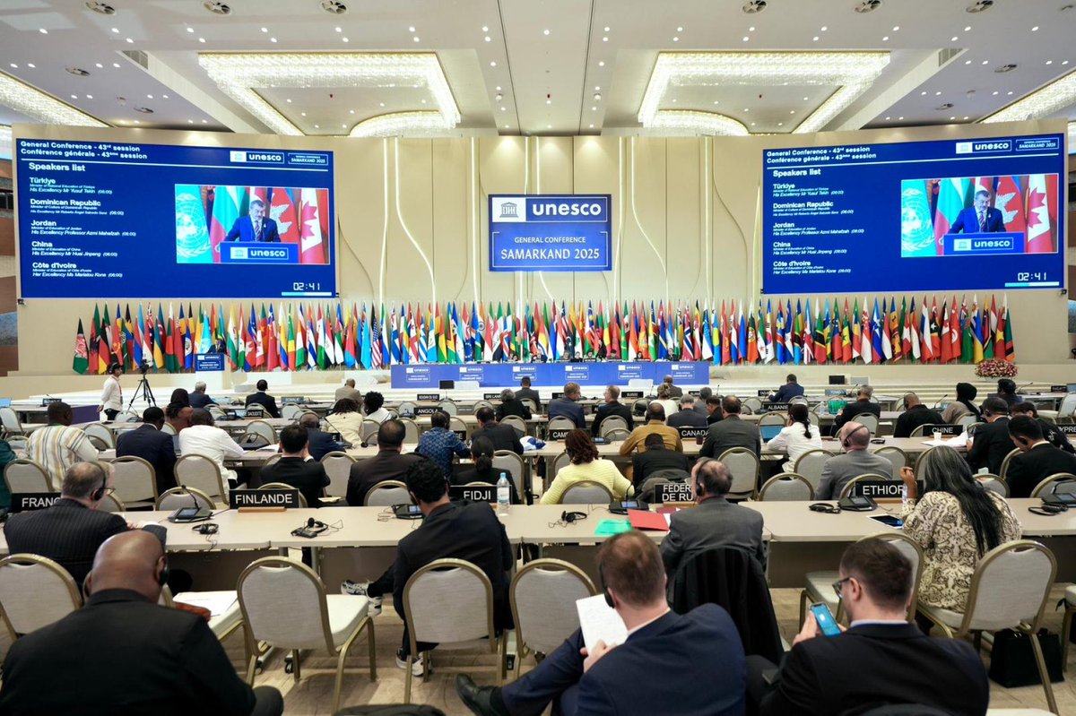 samegitim's tweet image. Minister of National Education @Yusuf__Tekin Delivered “National Statement” at the 43rd Session of the General Conference of UNESCO.