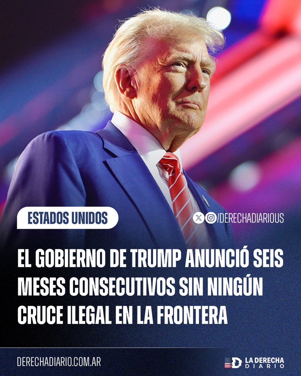 🚨🇺🇸 | La Administración Trump anunció que logró 6 meses consecutivos sin ningún cruce ilegal en la frontera: "TODO LO QUE NECESITÁBAMOS ERA UN NUEVO PRESIDENTE".