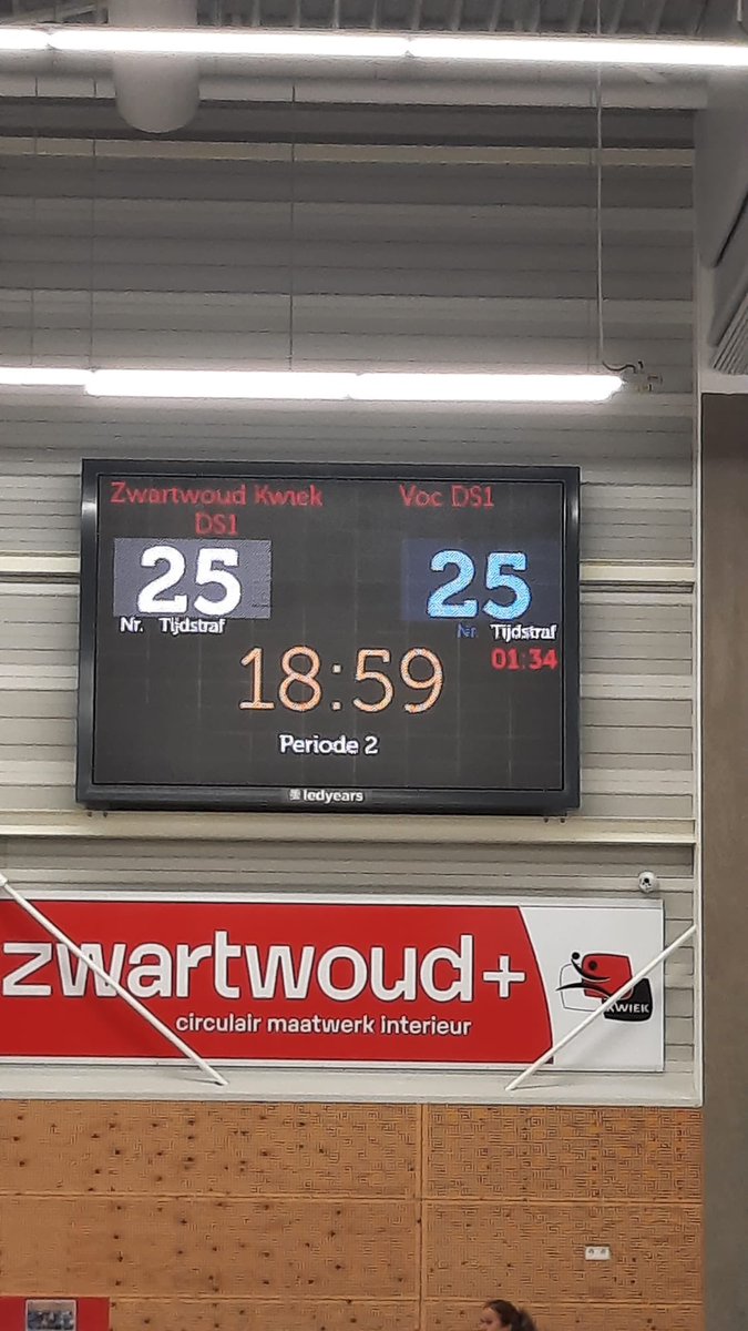 Het wordt een spannende slotfase bij <a href="/hvkwiek/">PCA Kwiek</a> tegen <a href="/VOCHandbal/">VOC Amsterdam</a>. Met nog 10 minuten te spelen is de stand weer gelijk.