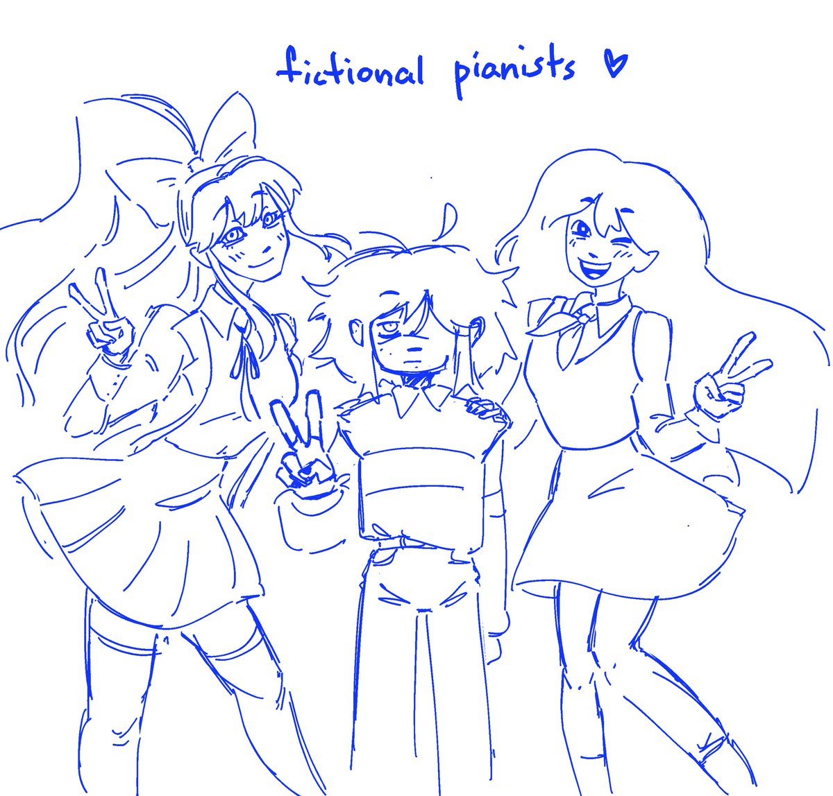 haven’t been able tp draw a lot lately so im learning music from my favourite games on piano instead … anyways fictional pianists ily a lot #DELTARUNE #DDLC #OMORI #ddlcmonika #omorimari #krisdreemurr