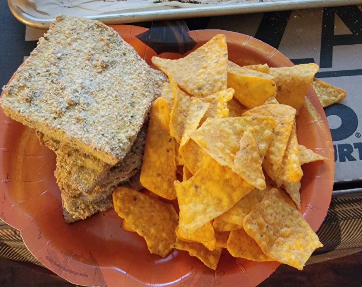 Breaded mushroom fillets and Doritos, how did I even get here?