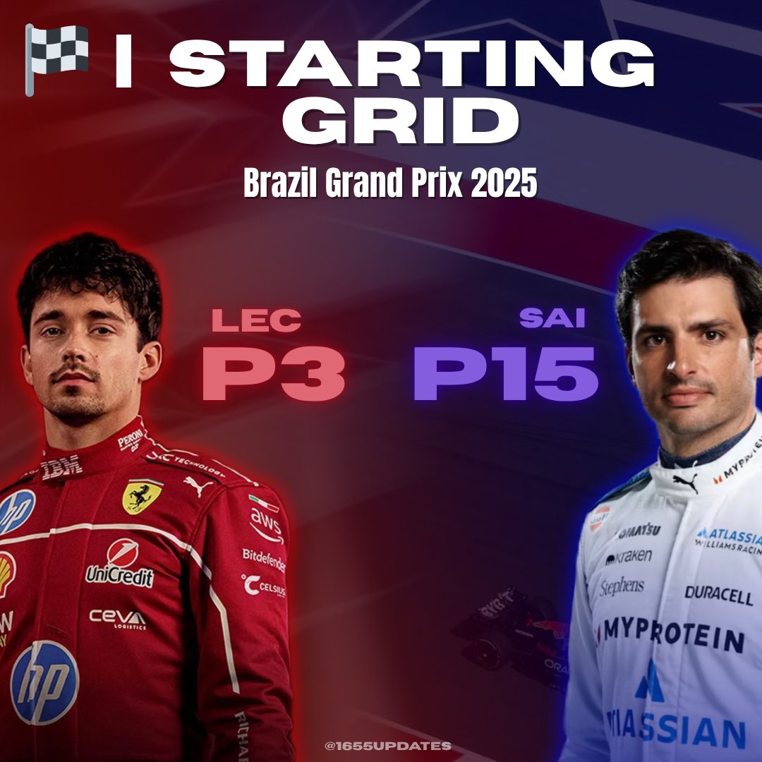 🇧🇷 | Tomorrow our boys will start like this.

#CharlesLeclerc | #BrazilGP | #CarlosSainz