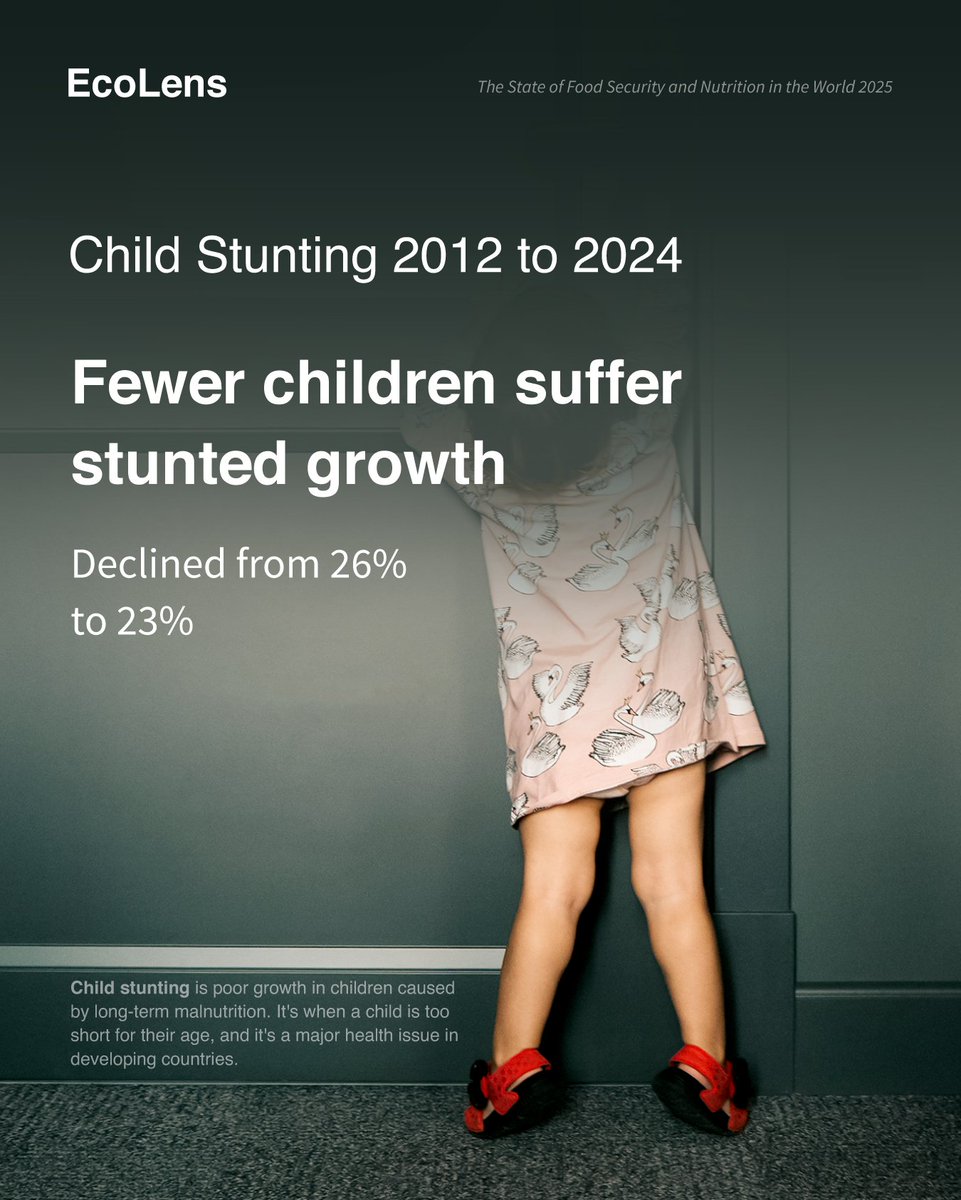 EcoLensProject's tweet photo. Fewer children are stunted today than a decade ago; but progress is slow.
Behind every percentage point are millions of young lives still held back by poor nutrition. ππ
#GlobalGoals
#ChildHealth
#FoodSecurity
#UNData https://t.co/58PSYWXGYg