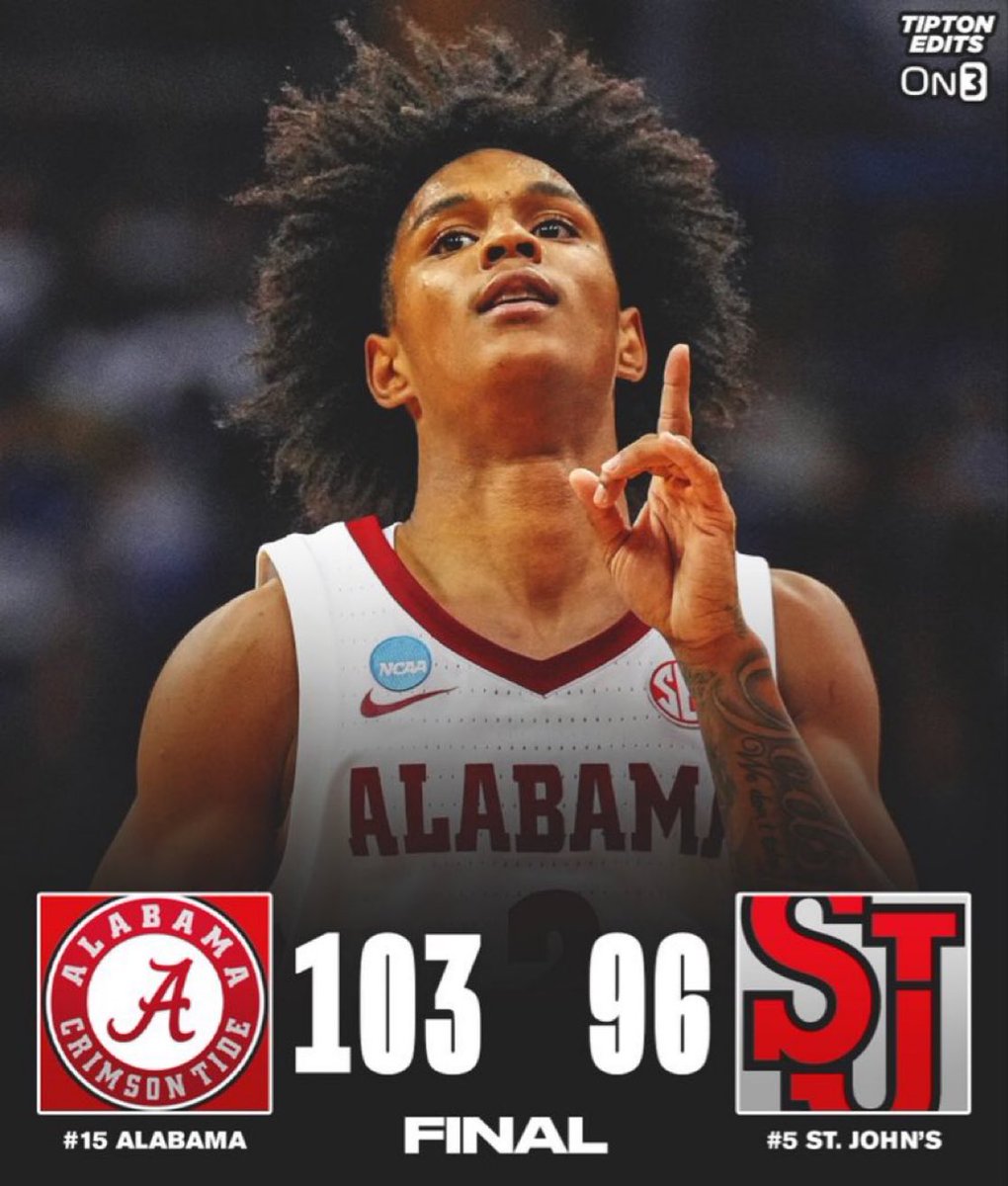 #15 Alabama beat #5 St. John’s 🔥