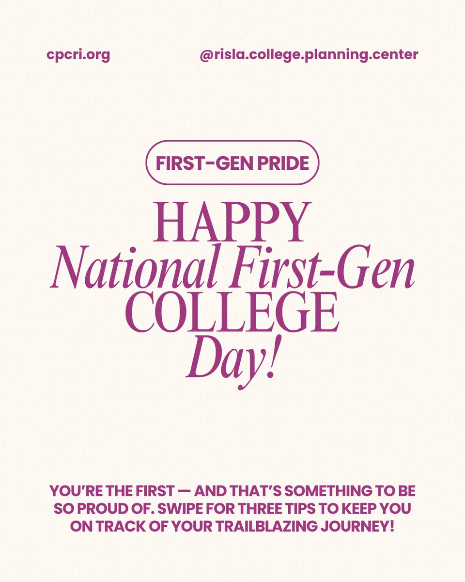 CPCRI's tweet image. Today we’re celebrating all the first-gen college students who are changing the game 🎓

Being first isn’t easy — but it’s powerful. 💪

Swipe for quick tips and remember: The CPC is here to help you every step of the way.