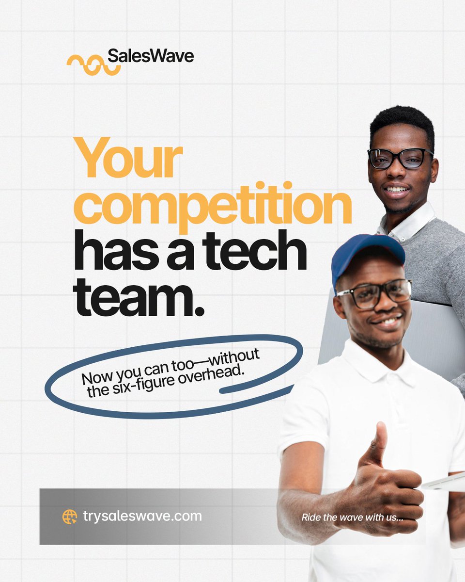 trysaleswave's tweet photo. You can get a tech team without the six figure overhead. https://t.co/KgrqhIleeV