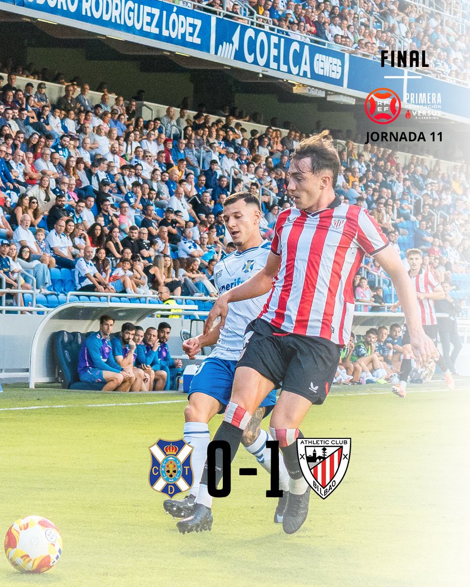 🔚 𝗙𝗜𝗡𝗔𝗟 𝗜 Gran victoria del #BilbaoAthletic en su visita al líder <a href="/CDTOficial/">CD Tenerife 🏴󠁧󠁢󠁳󠁣󠁴󠁿</a> 

🙌 Bikain, talde!

#TenerifeBilbaoAthletic #AthleticLezama 🦁