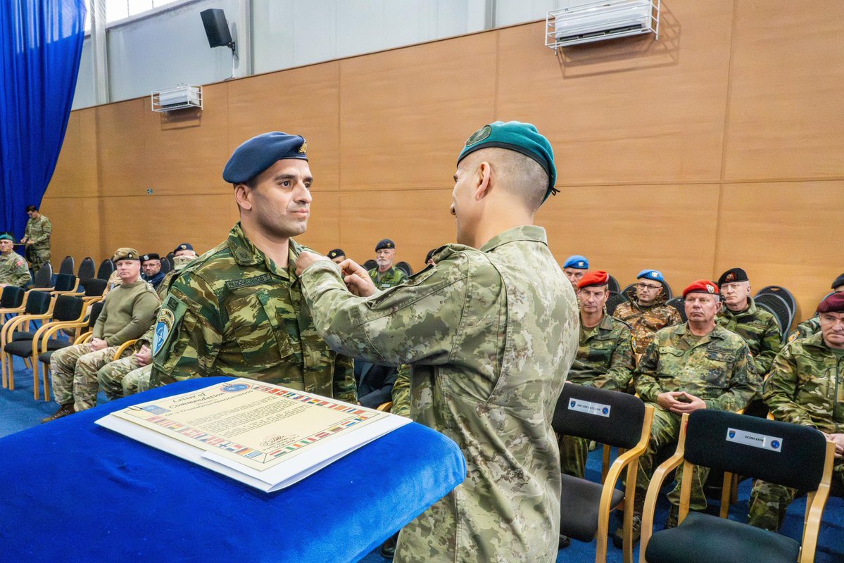 NATO_KFOR's tweet image. Today, the Deputy Commander of the #NATO-led #KFOR mission, Brigadier General Cahit Irican, presided over the Transfer of Authority ceremony for the Greek contingent held at KFOR Headquarters in Camp Film City, Pristina.

#TogetherStrongerForPeace