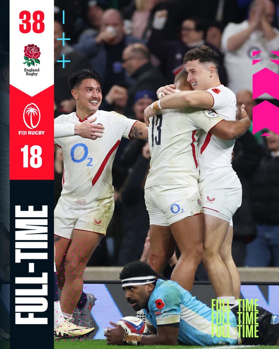 EnglandRugby's tweet photo. We get our second @QuilterNations win 🌹

#ENGvFIJ https://t.co/OrCLVghWb7