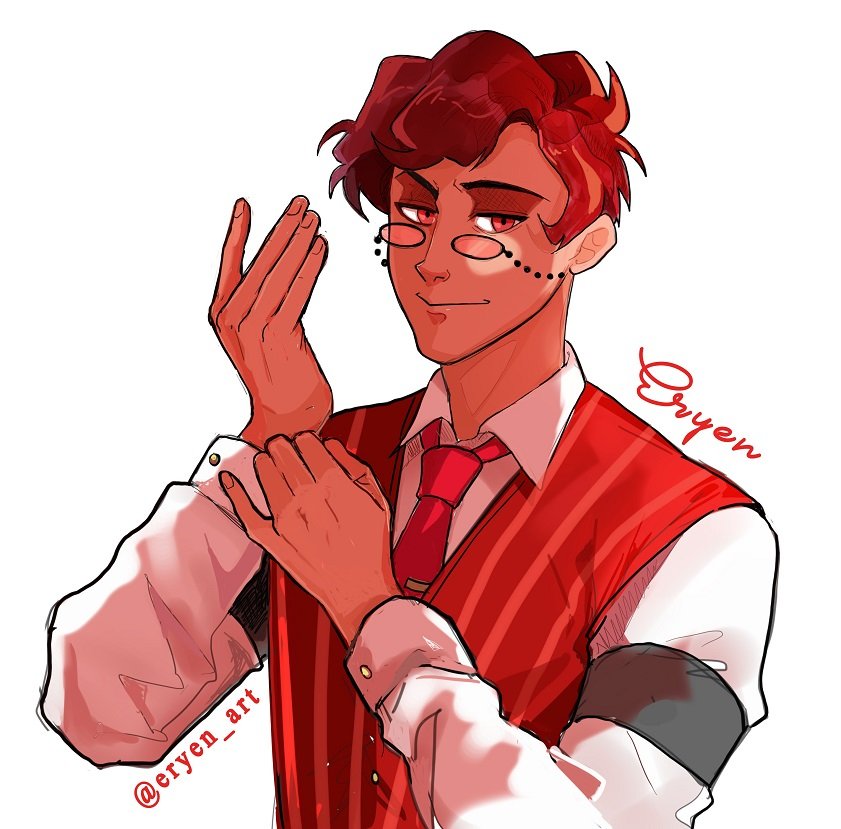 Eryenart's tweet photo. Os comparto mi fanart de Alastor 🖤❤️ #alastor #hazbinhotel #alastorhuman #humanalastor #HazbinHotelFanart #hazbinhotelseason2 https://t.co/fxjETeS4i0