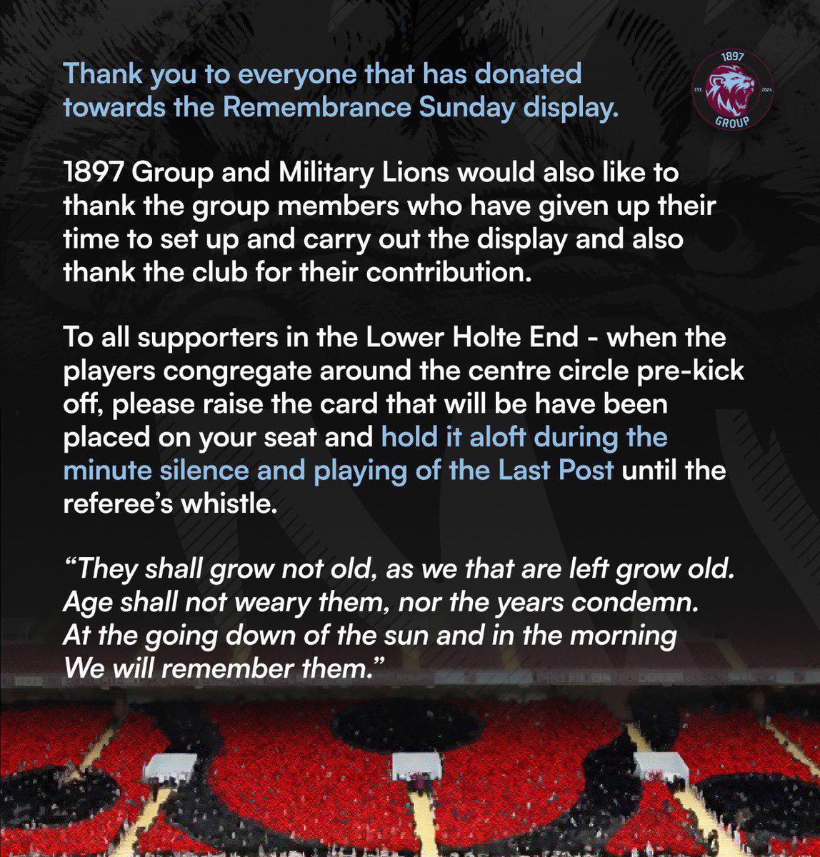 VP1897's tweet image. 🚨 PLEASE READ AND SHARE - REMEMBRANCE SUNDAY DISPLAY 🚨 

#avfc #LestWeForget