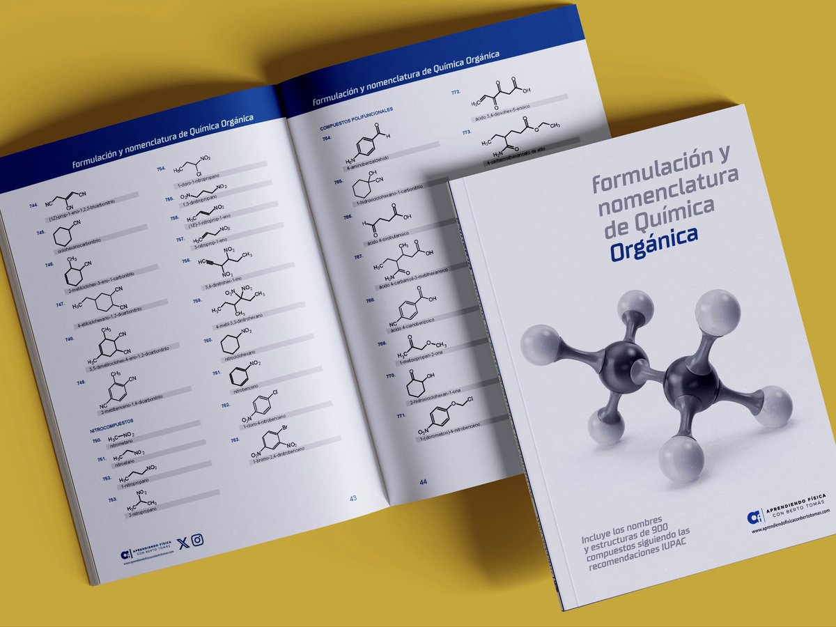 Formulación y nomenclatura de Química Orgánica.
Documento word que incluye hasta 900 compuestos, todos ellos editables con #chemsketch, y sus nombres según las reglas de la IUPAC.  
Y no lo olvides, es gratis.