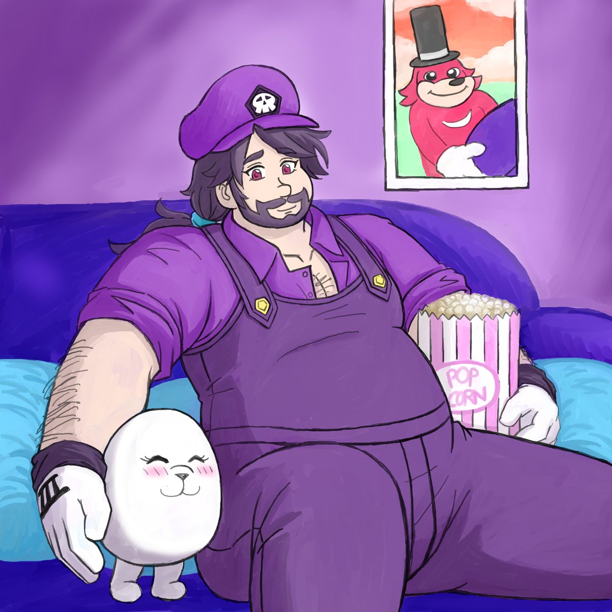 KrishmetDragon's tweet photo. SMG3 is watching a movie with Eggdog.  

Enjoy your time with your friends and families for as long as you can.

#SMG4fanart
#SMG4au 
#SMG3 
#Eggdog https://t.co/z4o6VoCuZX