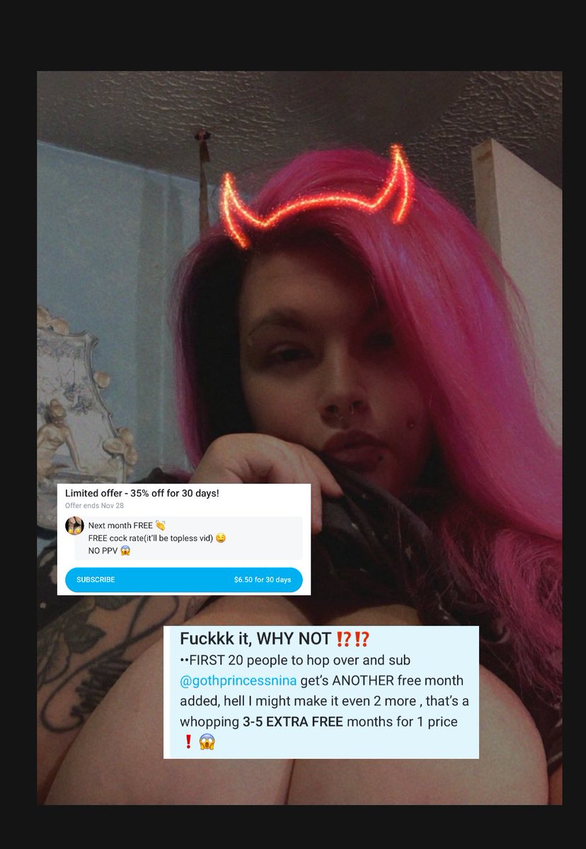 Gothprincessnin's tweet photo. You DO NOT wanna miss the awesome deal I’m having right now. 😈 https://t.co/rvoSGJw5nJ