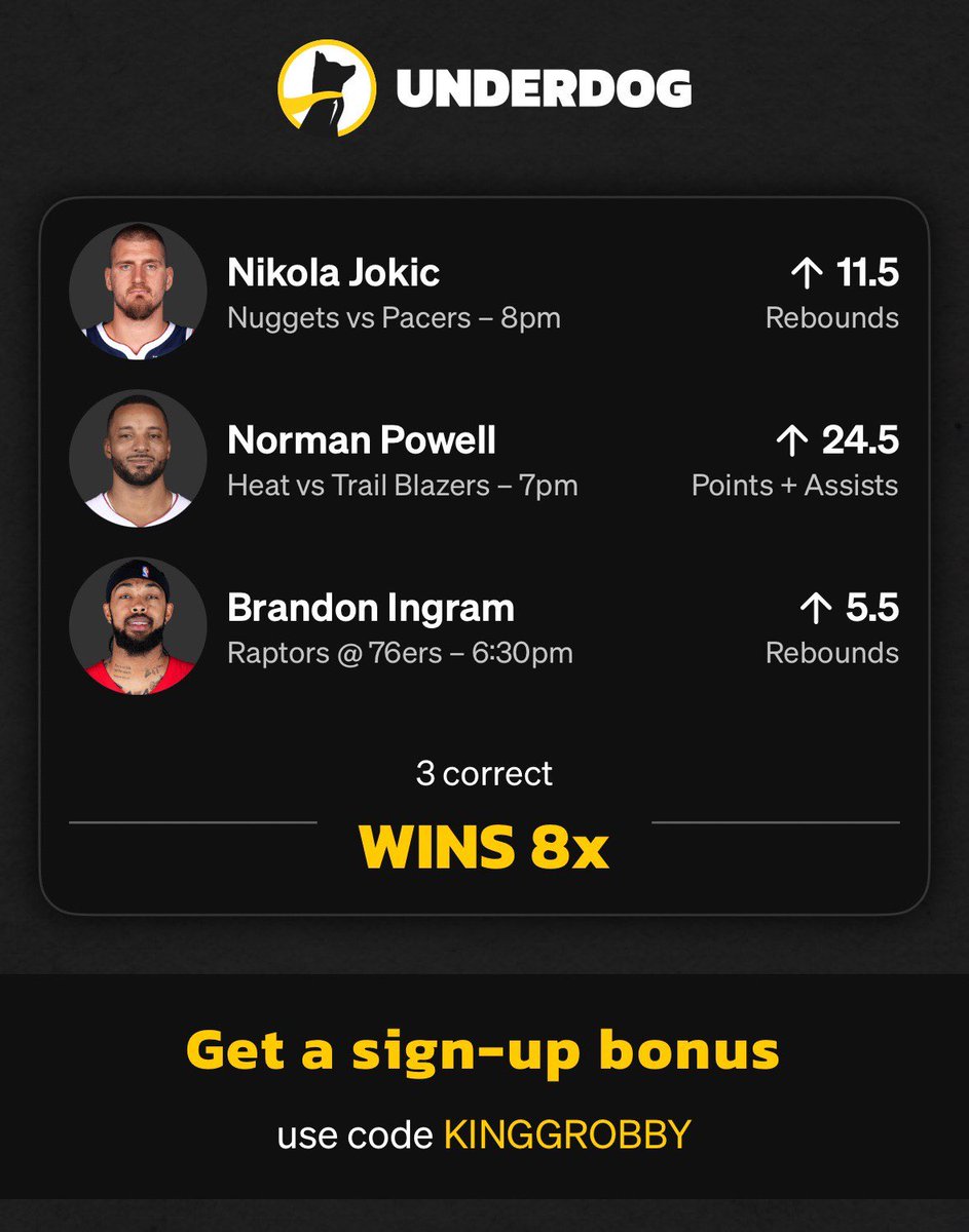 ParmDFS's tweet photo. Here’s one of our cappers, @GrobParker FREE PLAY OF THE DAY 🔥

3 picks —> 8x ✅

link to tail:
https://t.co/M0s41jDMgr https://t.co/18opjdNWnY