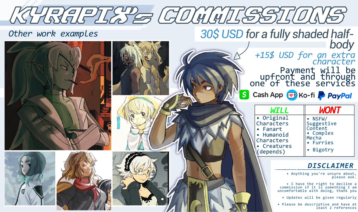 due to financial concerns i will be opening 5 slots for comms, dm here if interested

rts are very much appreciated! thank you