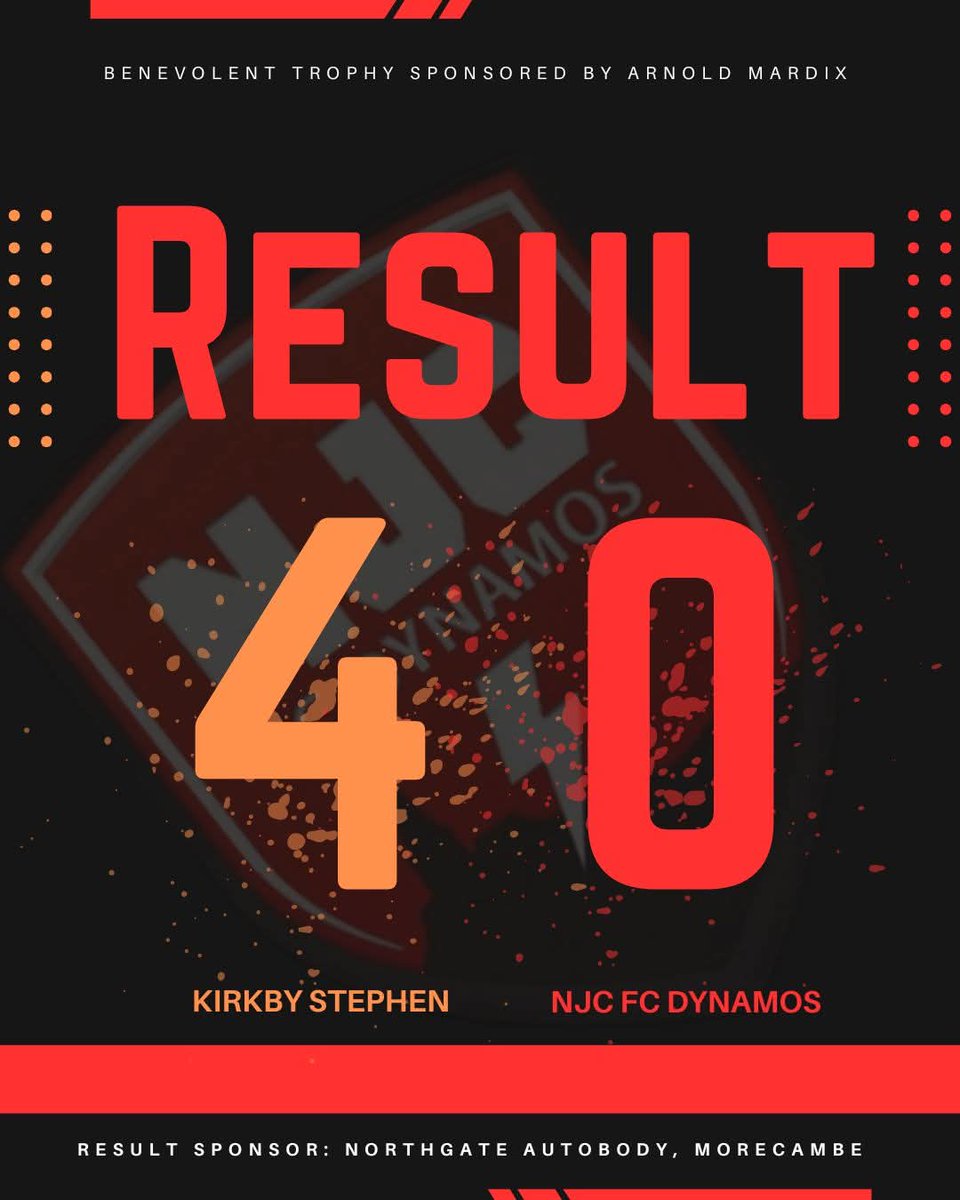 ℝ𝕖𝕤𝕦𝕝𝕥

We exit the Benevolent Trophy to a well organised Kirkby Stephen FC.

Good luck in the next round.

2025-2026 Match Result Sponsor: Northgate Autobody