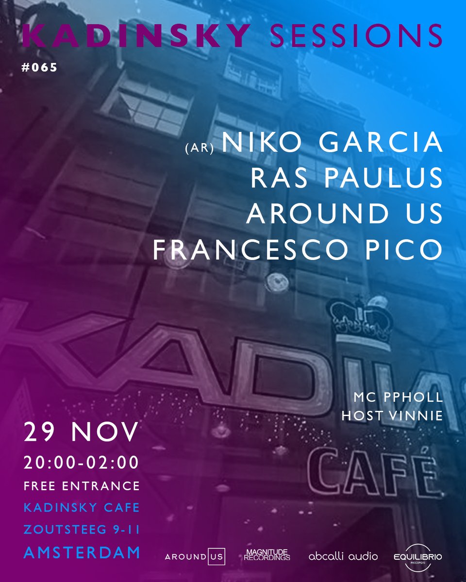 mcppholl's tweet image. KADINSKY SESSIONS 065
LINE-UP: Niko Garcia, Francesco Pico, Around Us, Ras Paulus, MC PPholl, VJ Gabriel
EVENT-INFO: ap.lc/gvliv
LIVESTREAM: ap.lc/BhaBy
HOSTED BY: Kadinsky Sessions