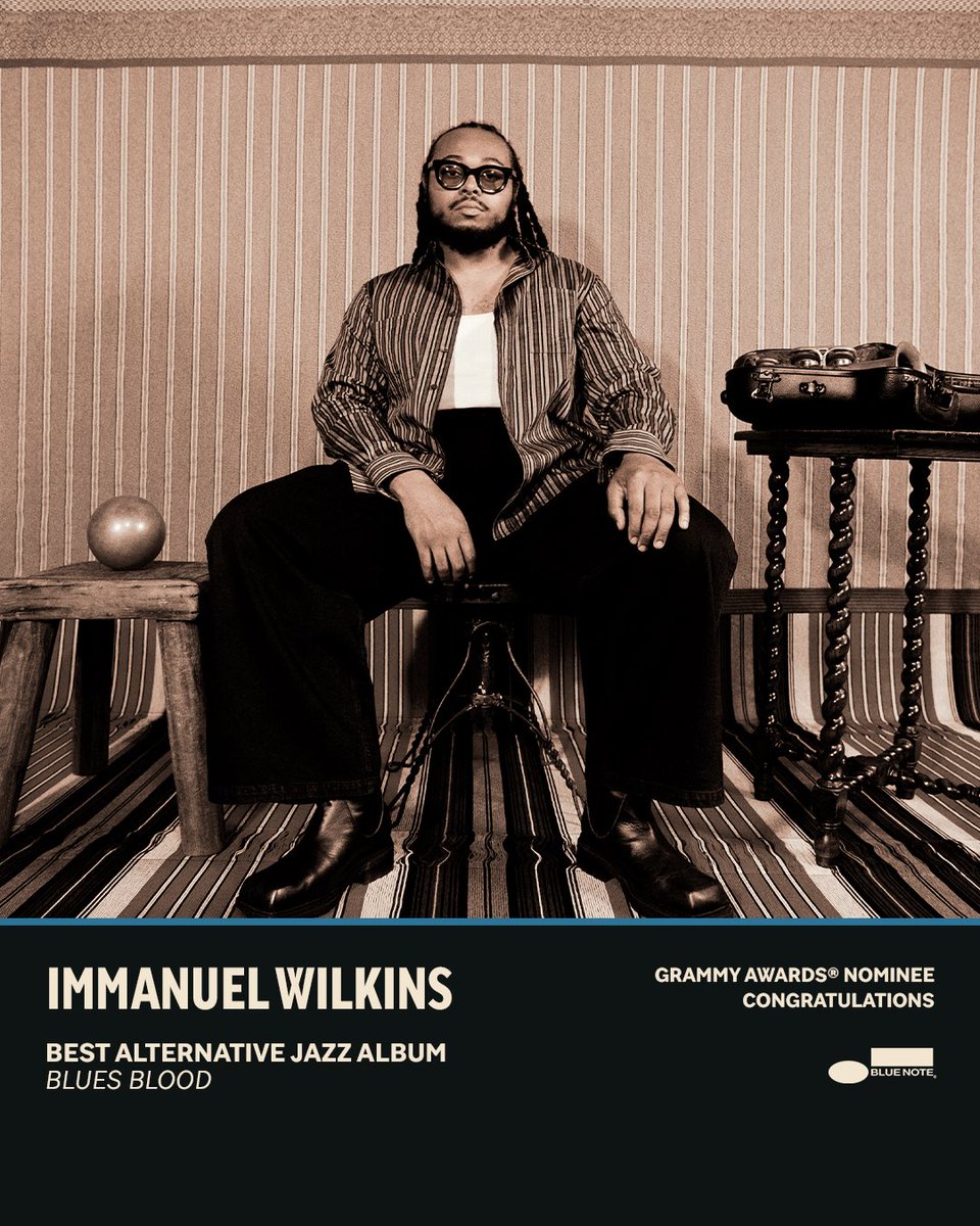 Immanuel Wilkins "Blues Blood" has been nominated for "Best Alternative Jazz Album" at the 2026 GRAMMY Awards! Get it on vinyl, CD or listen now: immanuelwilkins.lnk.to/BluesBlood