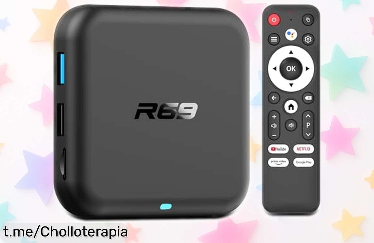 Chollosterapia's tweet image. 🍀 Potente TV Box Android 14 R69: 4K ultra velocidad 🚀📺 ¡Sólo 35,99€! 🔥 Oferta limitada 👉 amzn.to/3JmKv5a #Android14 #4K