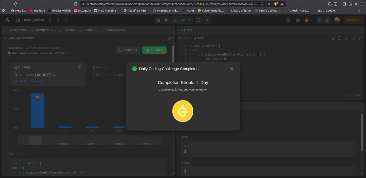 codeslayerTanj's tweet image. - Woke up super late 
- Practiced some aptitude questions in order to prepare well for the OAs
- Revised some JS concepts 
- Did some revision of bit manipulation 

#tanjiro