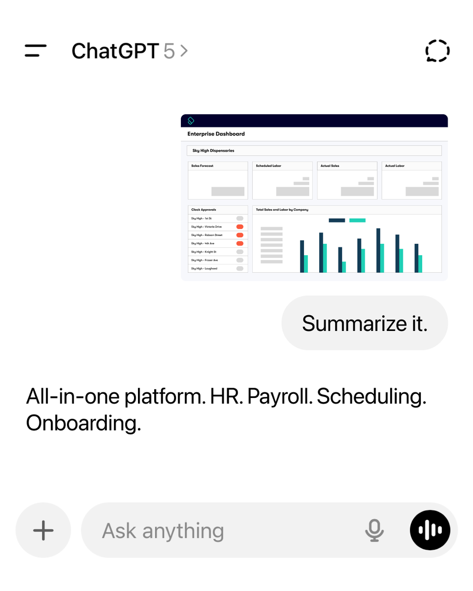 kayapush's tweet image. We asked ChatGPT about KayaPush… and even AI agrees — we’re that good.

All-in-one HR, payroll, scheduling, and onboarding built just for the cannabis industry. 

#KayaPush #CannabisBusiness #PayrollSimplified