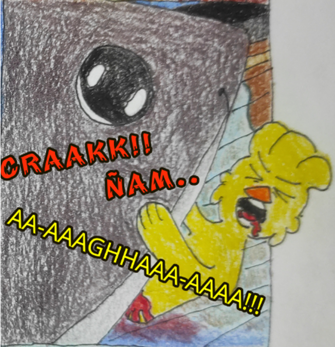 Kingleo_jluisrn's tweet photo. Parte 6 del cómic Jaws 🦈 Imágenes (20/99) #KickinChicken se enfrenta al tiburón en una batalla desesperada… #Dadday observa, impotente.  #SmilingCrittersAU #SmilingCritters #SmilingCrittersFanart #PoppyPlaytimeComic https://t.co/5itduhPOBG