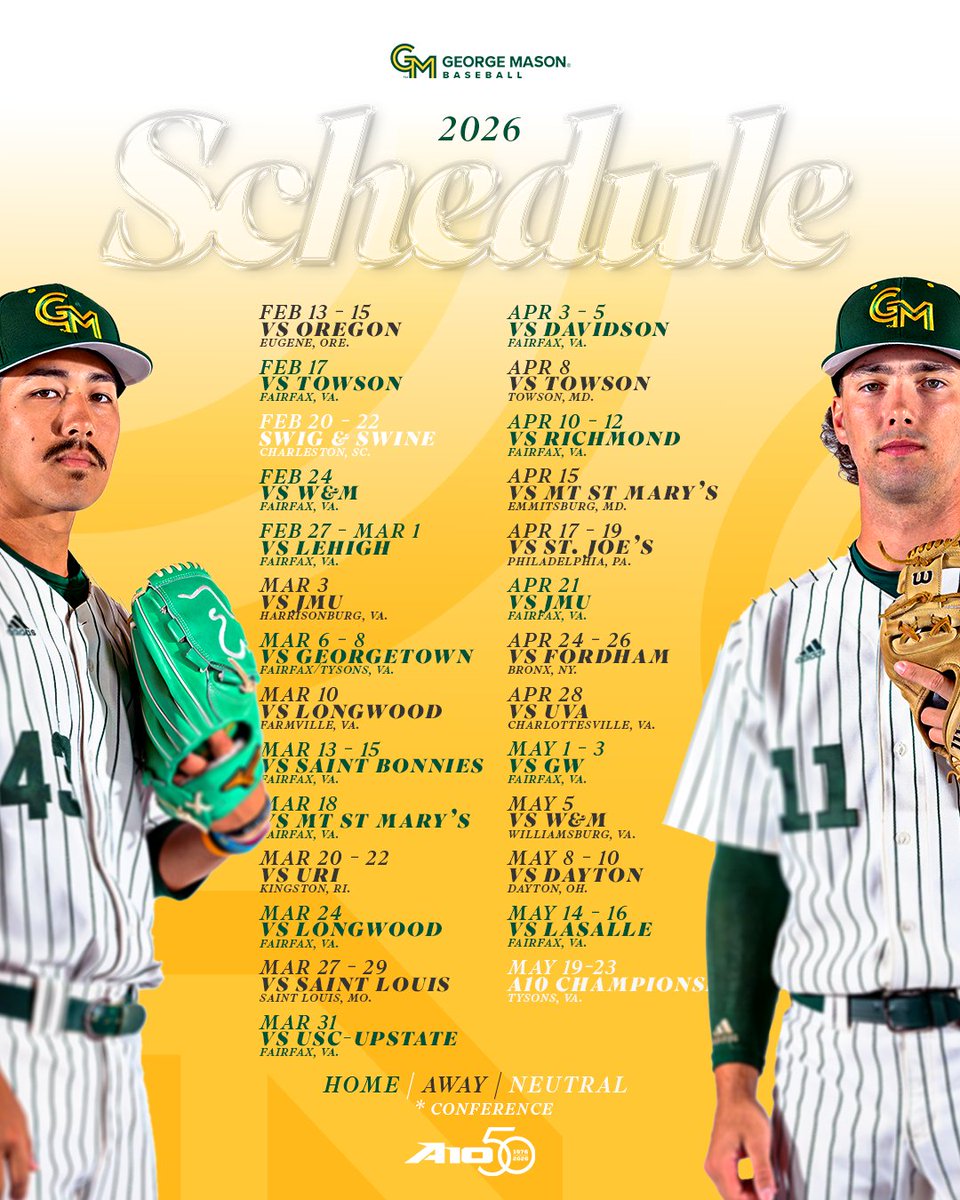 𝙏𝙝𝙚 𝟮𝟬𝟮𝟲 𝙂𝙚𝙤𝙧𝙜𝙚 𝙈𝙖𝙨𝙤𝙣 𝘽𝙖𝙨𝙚𝙗𝙖𝙡𝙡 𝙎𝙘𝙝𝙚𝙙𝙪𝙡𝙚.  

Full story ➡️ bit.ly/4ow5L7O