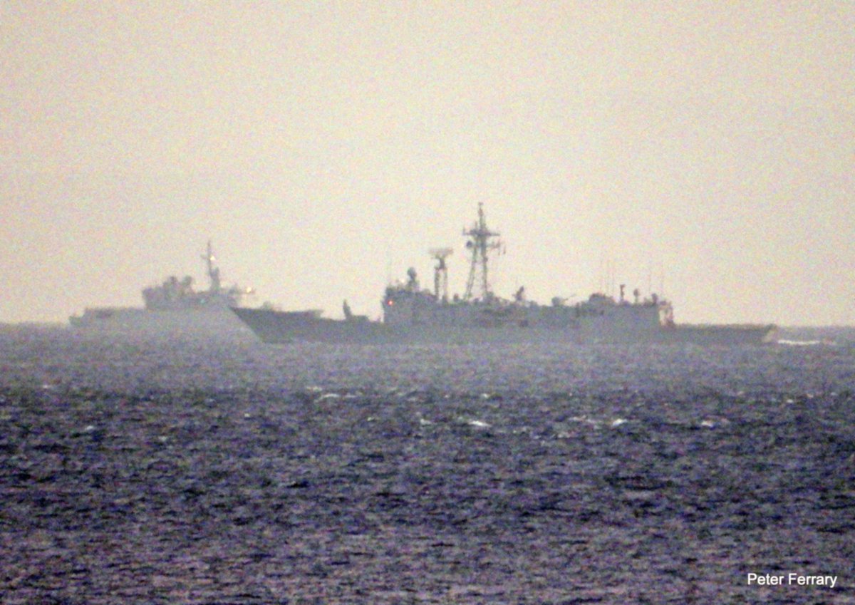 PeterFerrary's tweet image. Royal Moroccan Navy  frigate &amp;amp; Spanish frigate
Floreal class  🇲🇦
Mohammed V 611 or Hassan II 612
Santa Maria class  🇪🇸
In the strait of Gibraltar Nov 8 2025