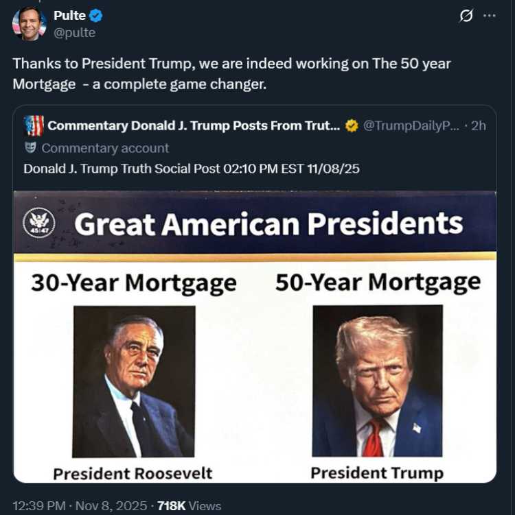 A 50-year mortgage is precisely the kind of grift you can expect from two seriously unserious people pretending to solve America's housing affordability crunch.

Just pure grift from the Trump administration as far as the eye can see.

#Casino