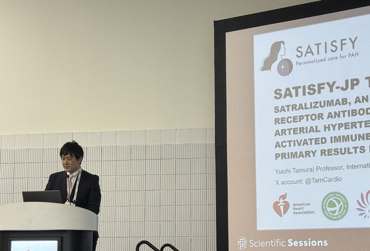 🚀 Presented the SATISFY-JP trial at #AHA25 Late-Breaking!
A new AI-driven precision approach for pulmonary arterial hypertension using the IL-6 receptor antibody satralizumab (Phase II) showed promising treatment responsiveness — sparking major excitement in the audience! ✨